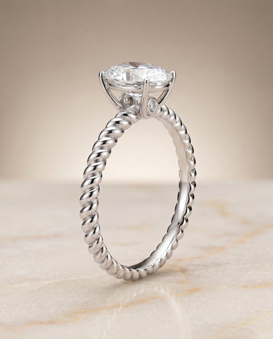 Twisted Rope Surprise Stone Solitaire in 18K White Gold