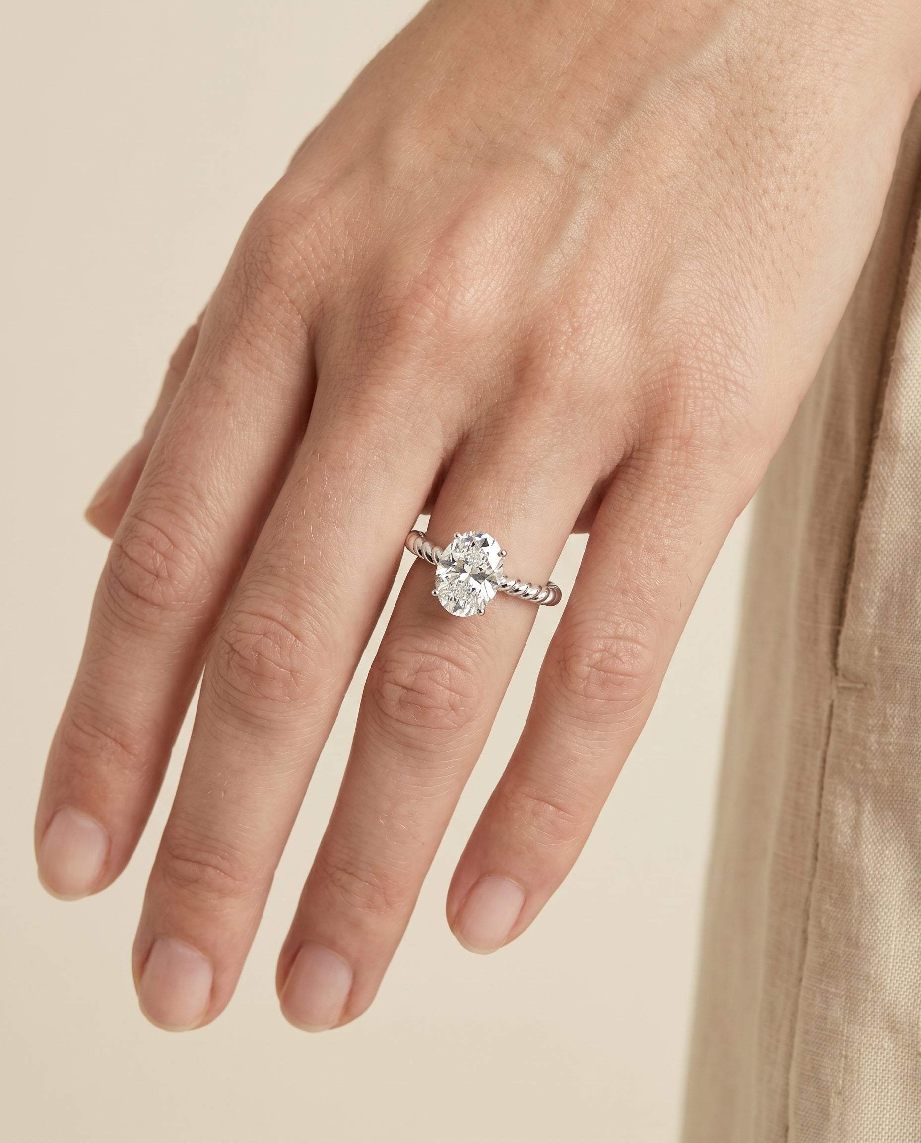 The Charlie setting for oval diamonds, made to order in 18K White Gold | RockHer