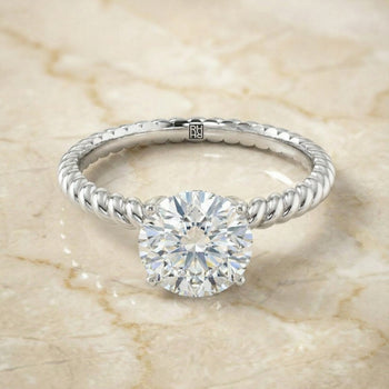 The Charlie Twisted Rope Surprise Stone Solitaire Round Engagement Ring Setting in Platinum
