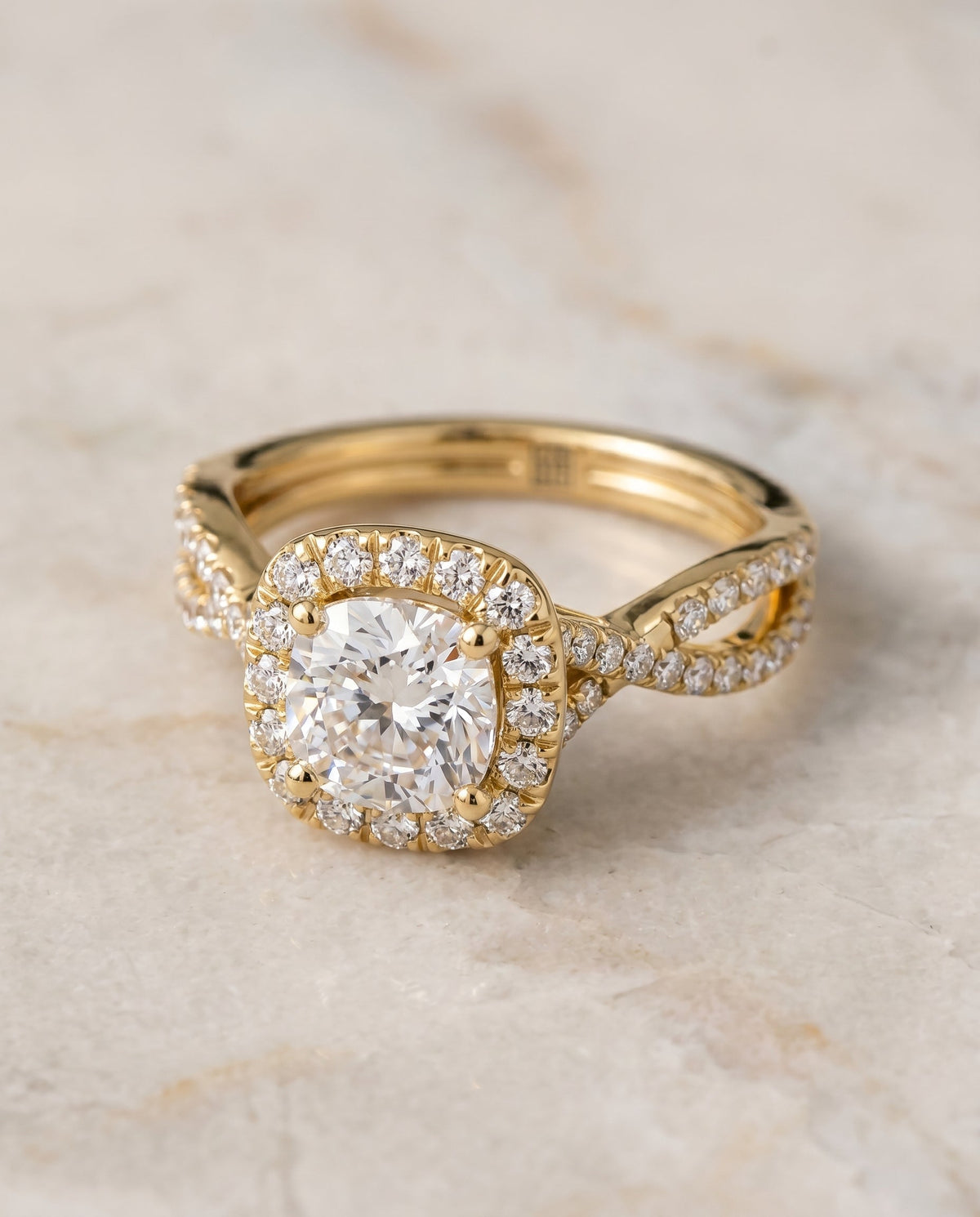 The Audra cushion engagement ring setting in 18K Yellow Gold | RockHer