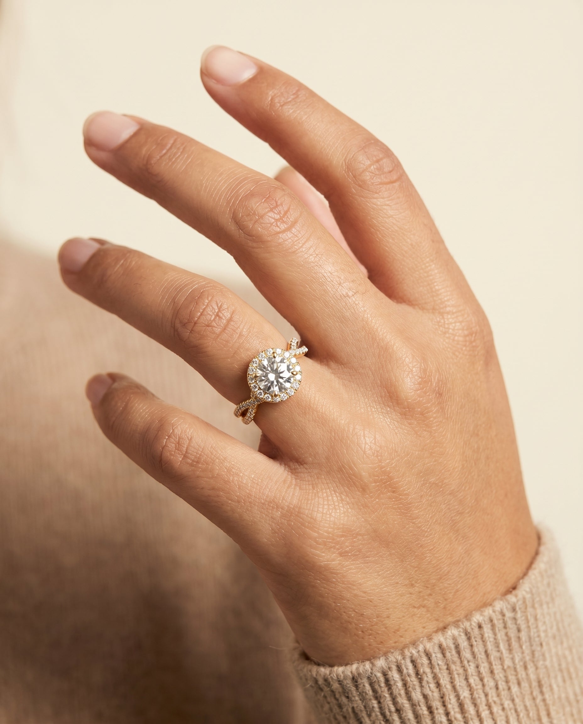 The Audra setting for round diamonds, made to order in 18K Yellow Gold | RockHer