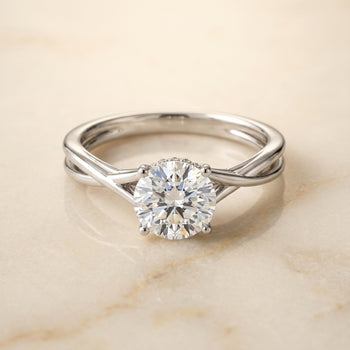 The Blondie Double Hidden Halo Solitaire Round Engagement Ring Setting in Platinum