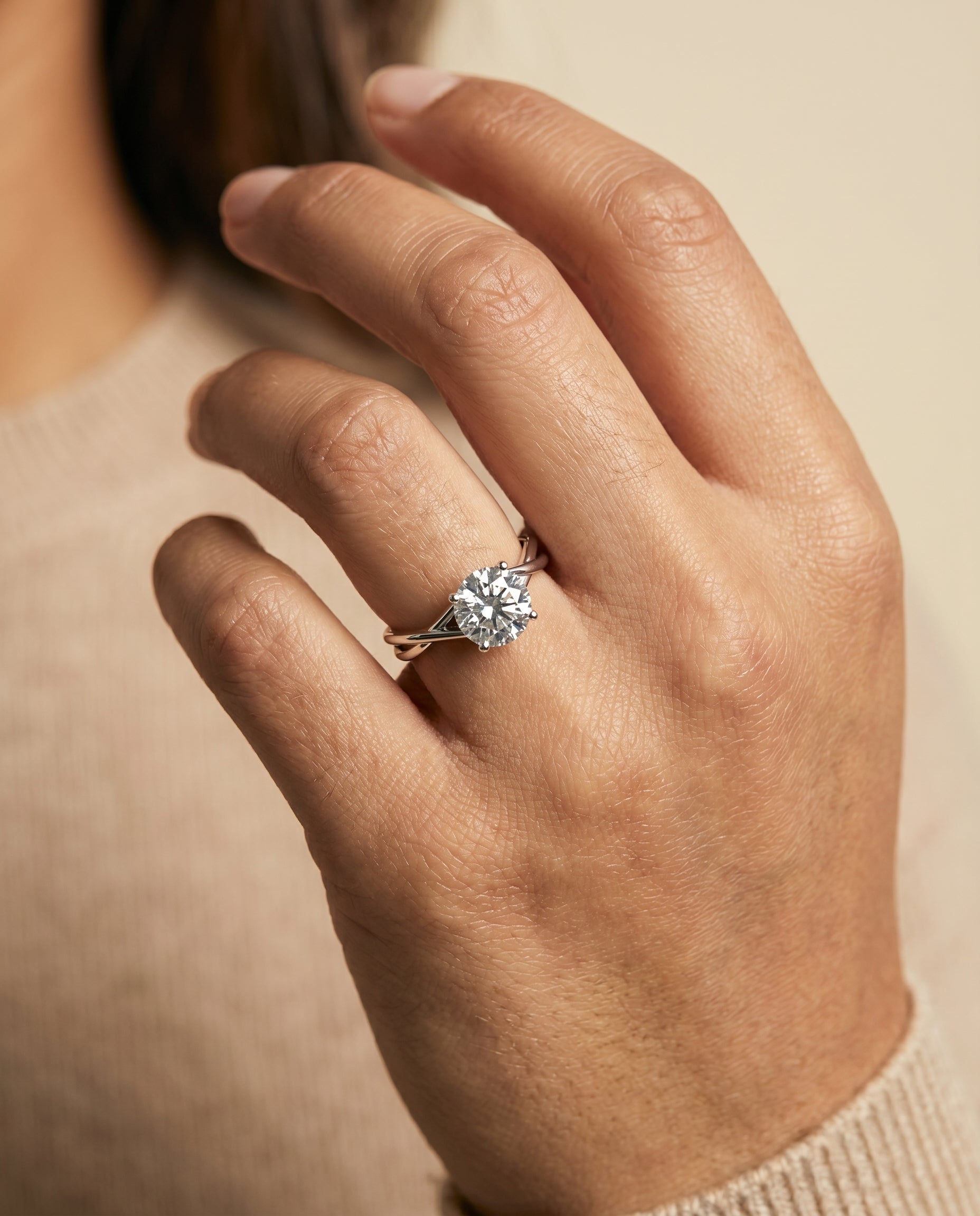 The Blondie engagement ring setting in Platinum, double hidden halo solitaire design | RockHer