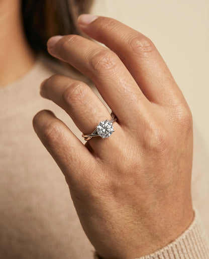 The Blondie Double Hidden Halo Solitaire Round Engagement Ring Setting in 18K White Gold
