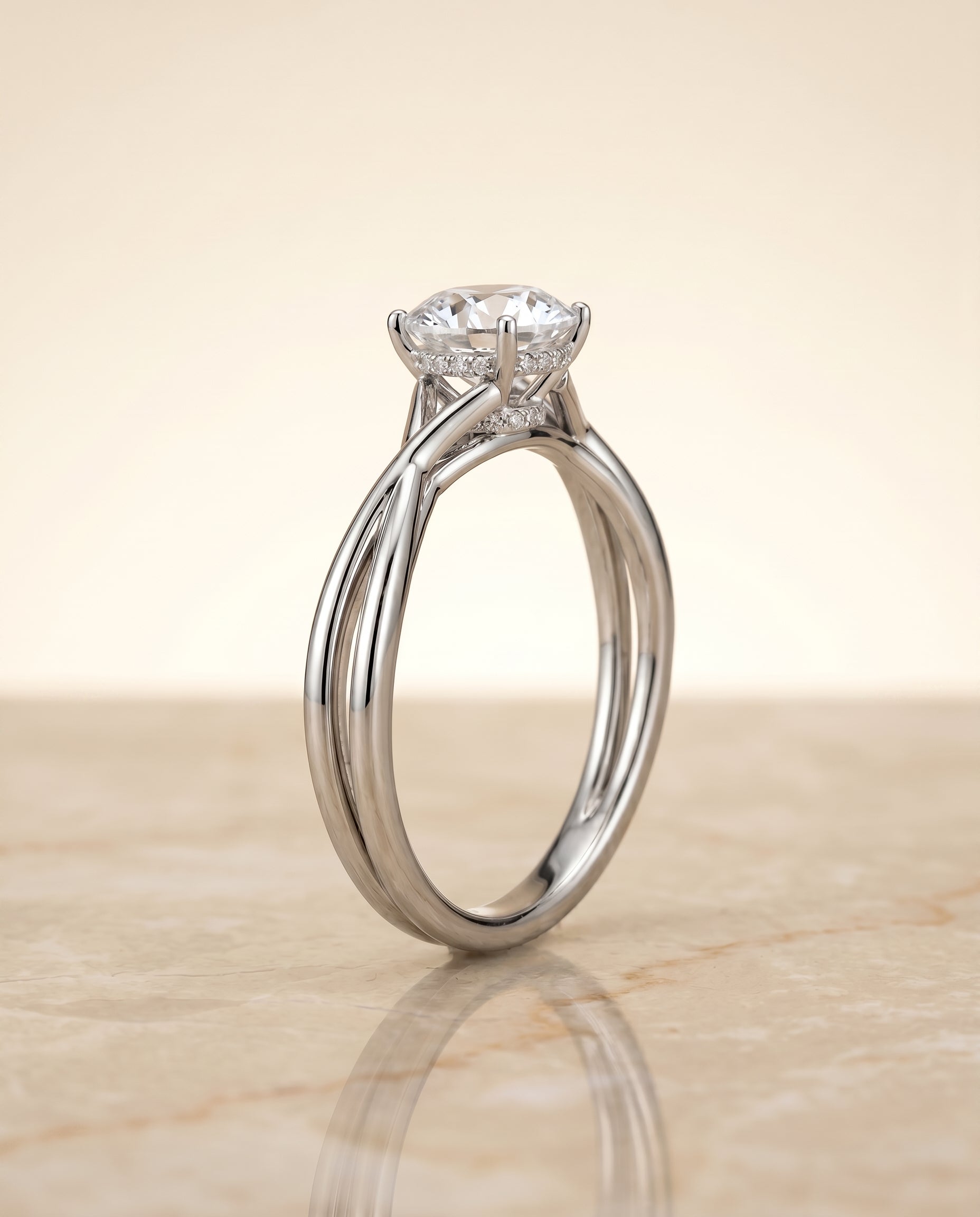 The Blondie setting for round diamonds, made to order in Platinum | RockHer