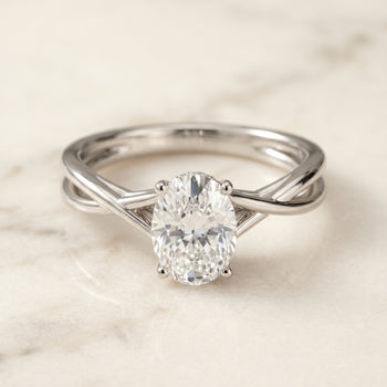 The Blondie Double Hidden Halo Solitaire Oval Engagement Ring Setting in Platinum