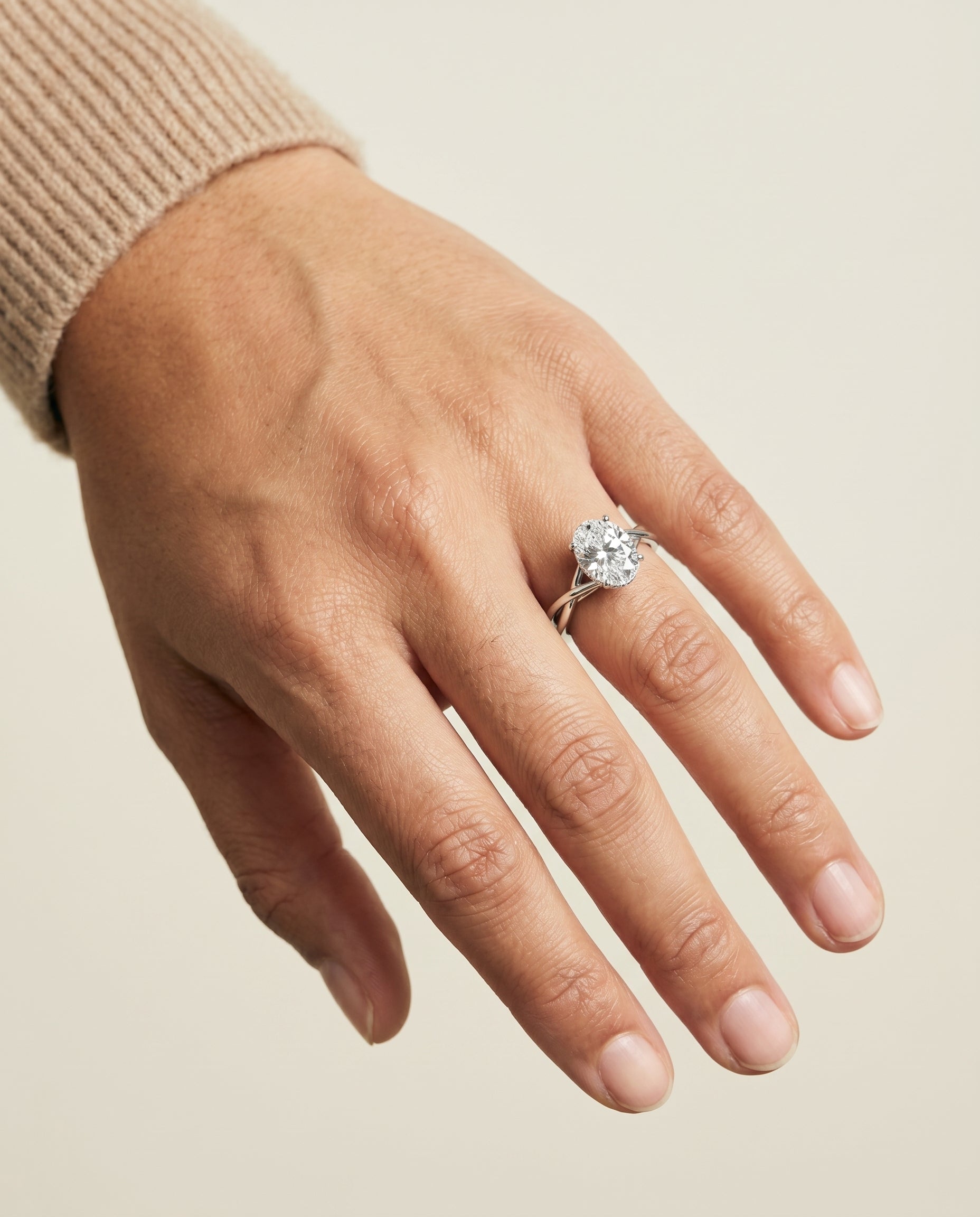 The Blondie setting for oval diamonds, made to order in 18K White Gold | RockHer