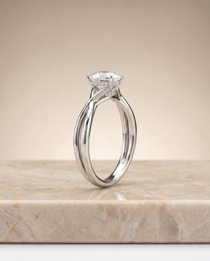 The Blondie Double Hidden Halo Solitaire Oval Engagement Ring Setting in 18K White Gold