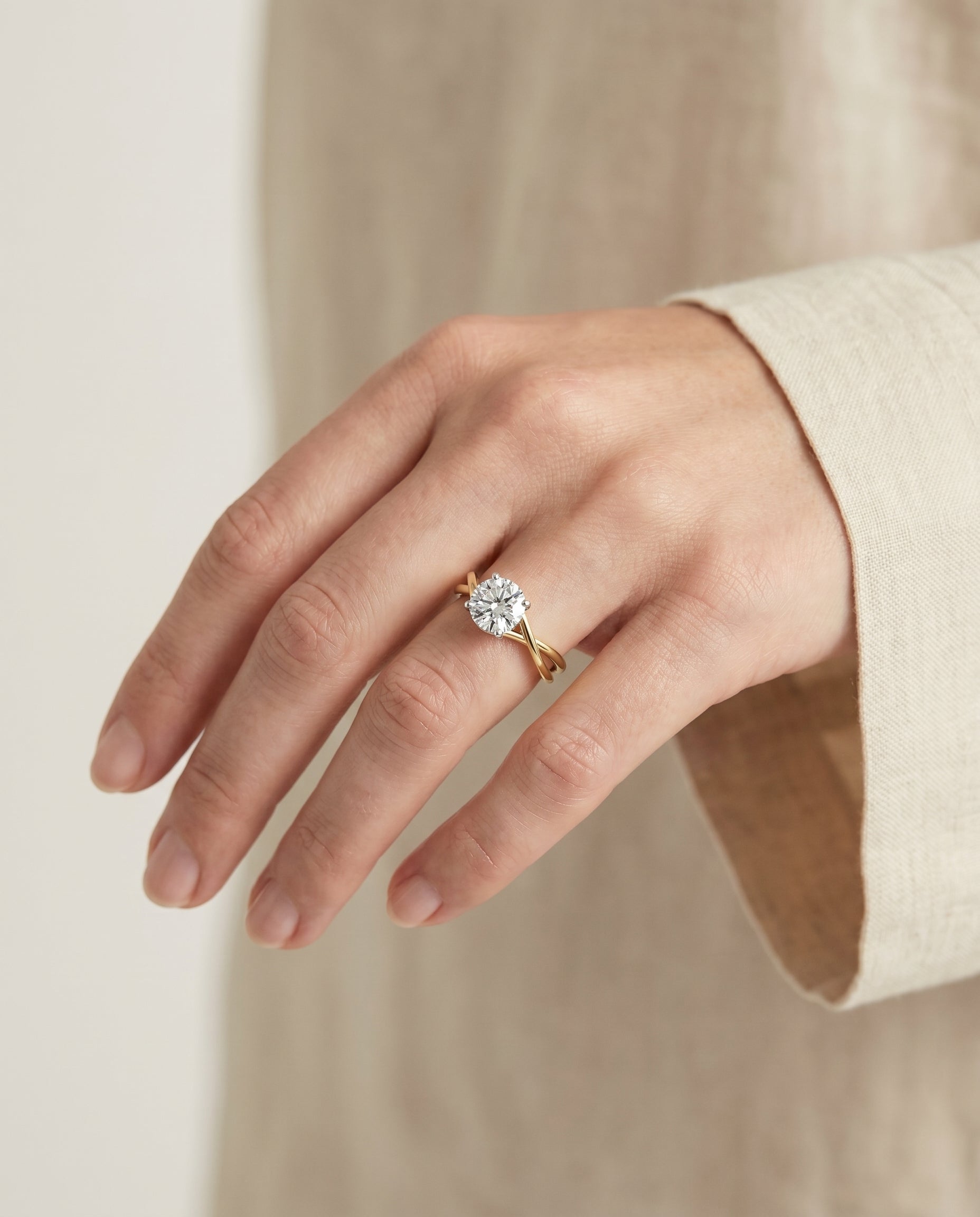 The Blondie engagement ring setting in 18K Yellow Gold, double hidden halo solitaire design | RockHer