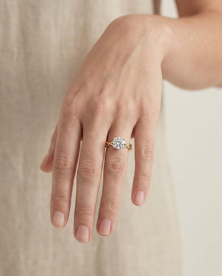 Blondie Select 18ky Emerald Twisted Shank Double Hidden Halo Solitaire Engagemen – view 5