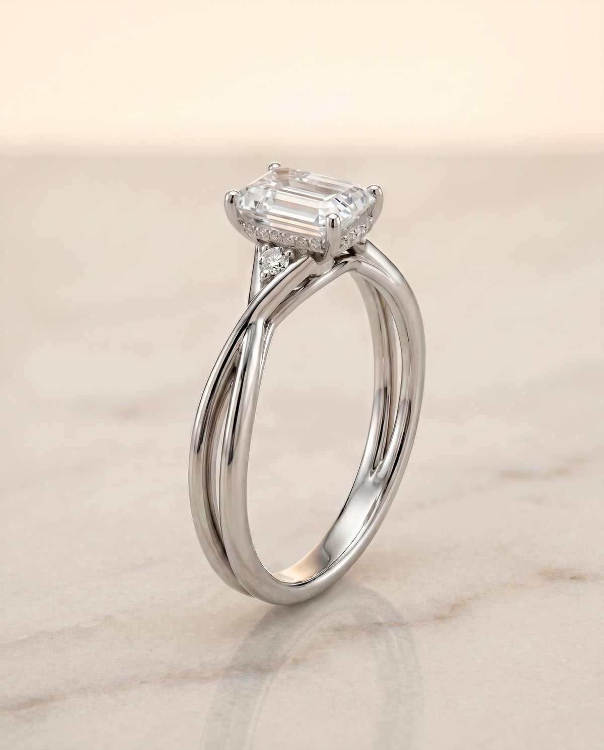 The Dusty emerald engagement ring setting in 18K White Gold | RockHer