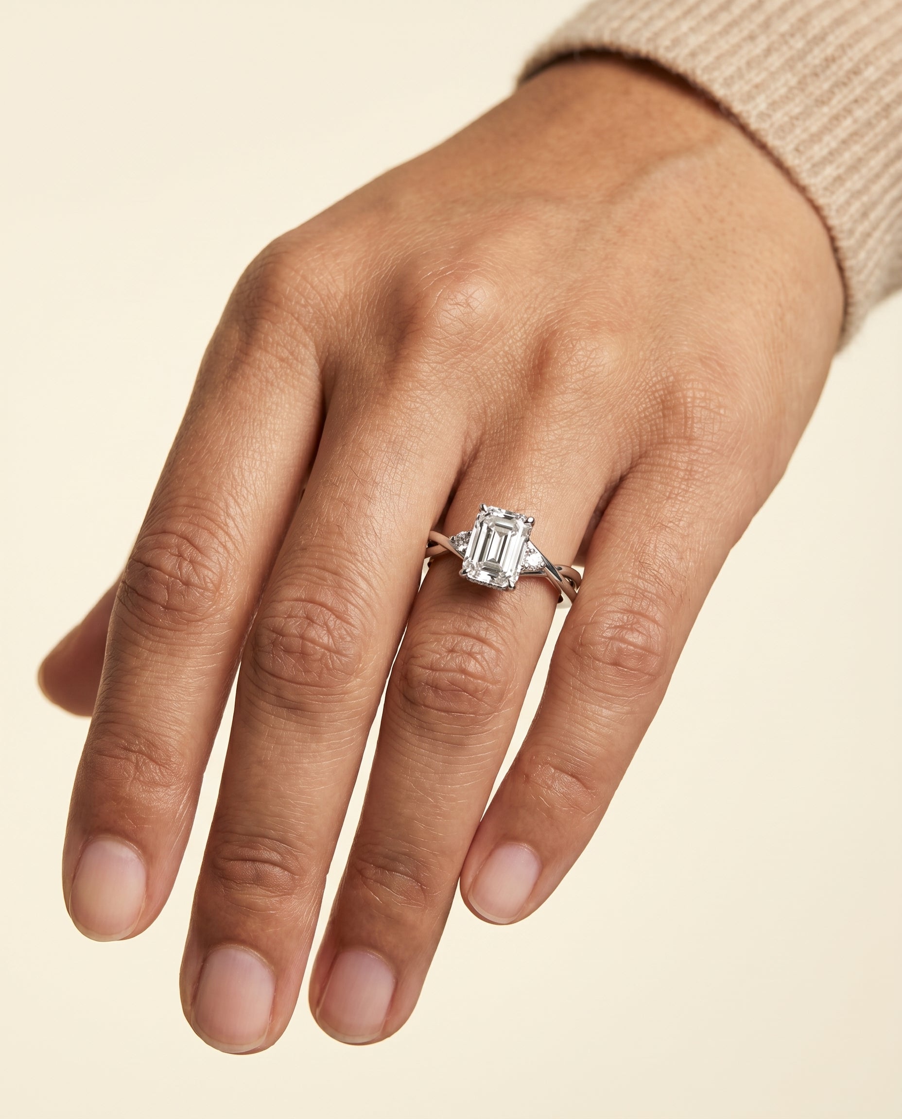 The Dusty engagement ring setting in Platinum, hidden halo solitaire cut design | RockHer