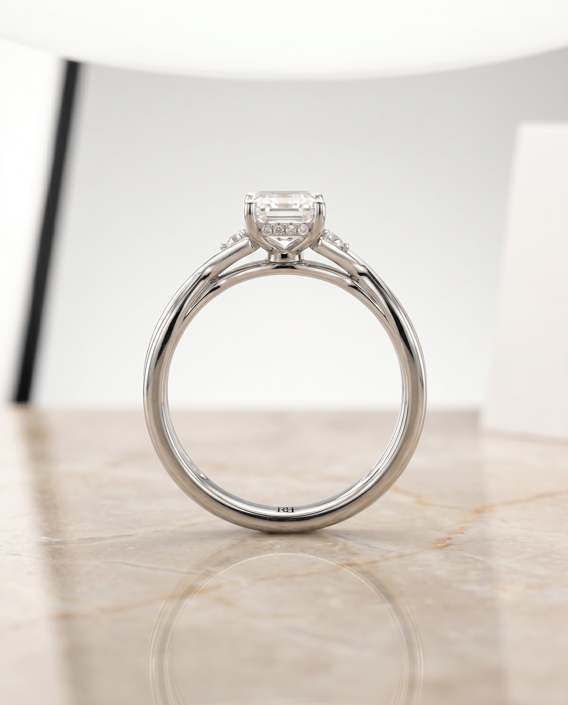 The Dusty setting for emerald diamonds, made to order in Platinum | RockHer