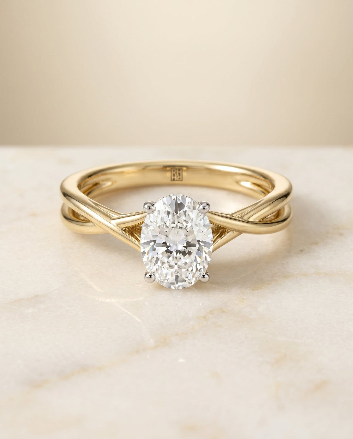 The Grace oval engagement ring setting in 18K Yellow Gold | RockHer