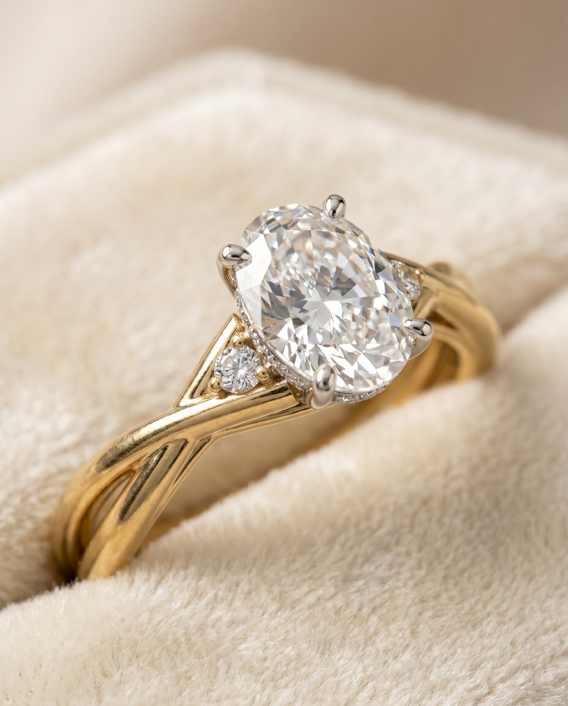 18K Yellow Gold band of The Dusty oval engagement ring setting | RockHer