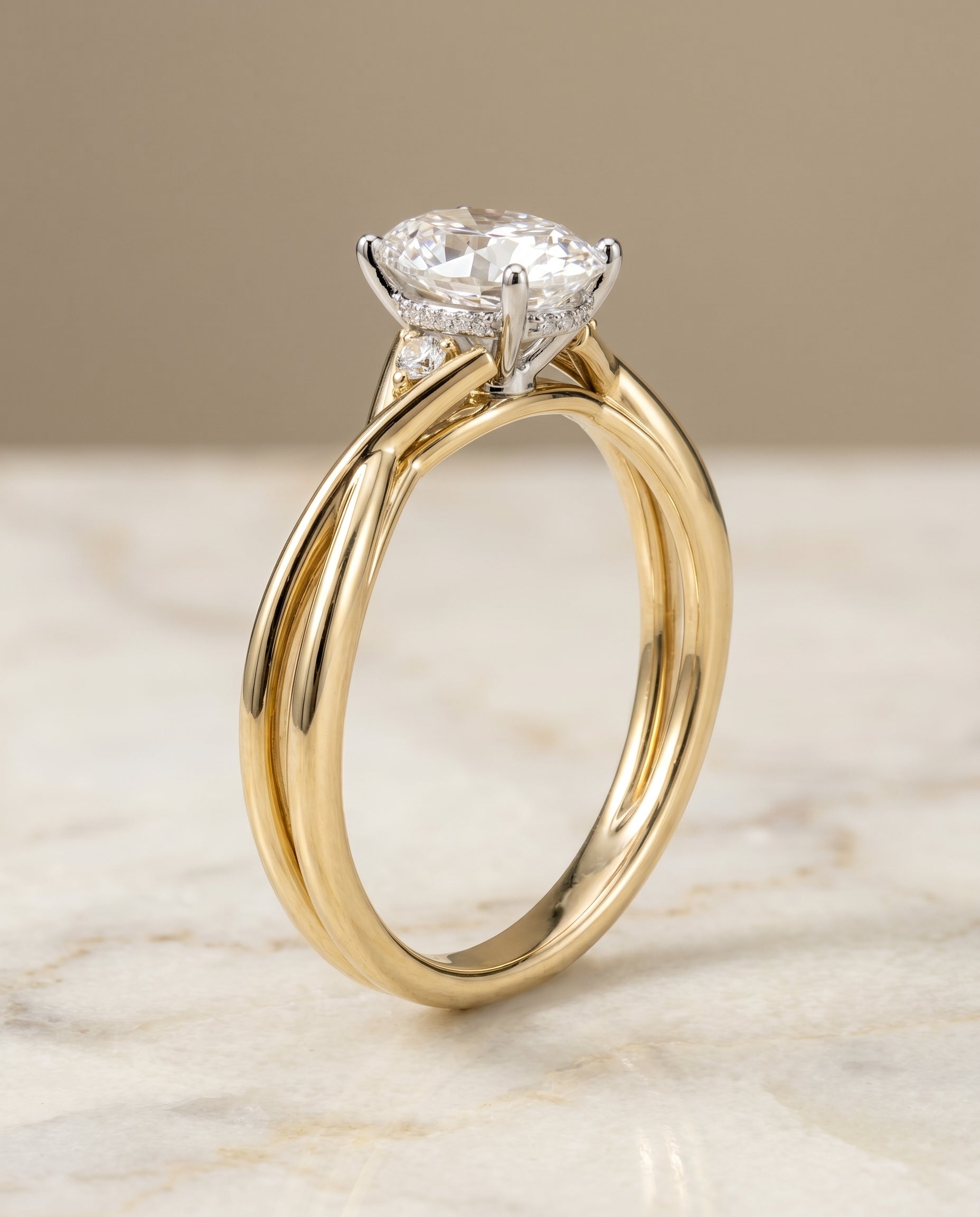 Hidden Halo Solitaire styling on The Dusty oval engagement ring setting | RockHer