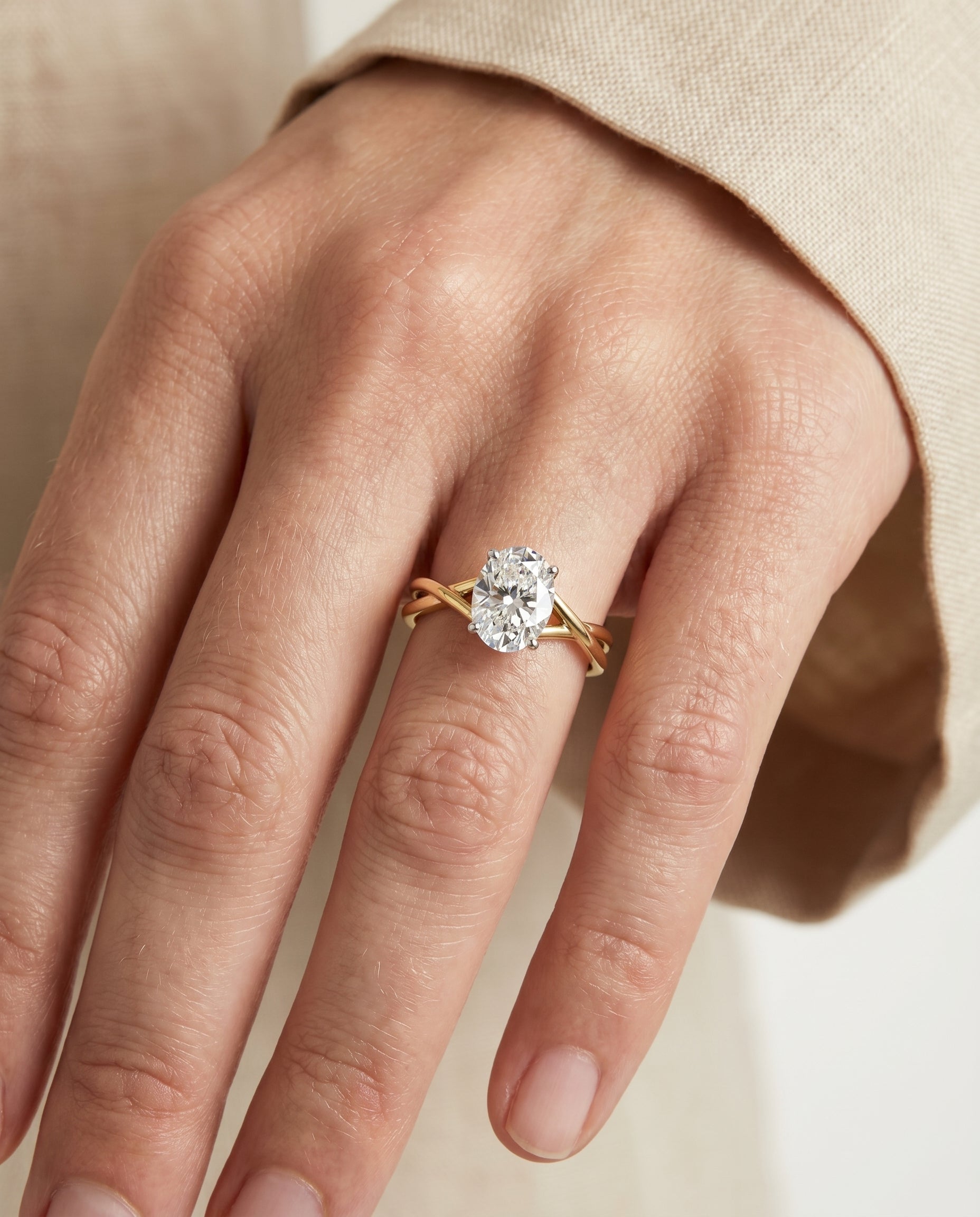 The Grace setting for oval diamonds, made to order in 18K Yellow Gold | RockHer