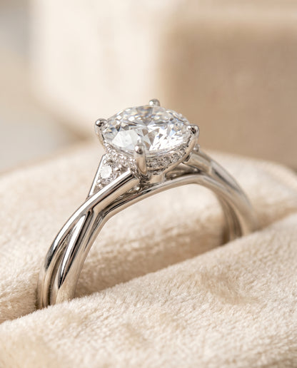 The Dusty Hidden Halo Solitaire Round Engagement Ring Setting in Platinum