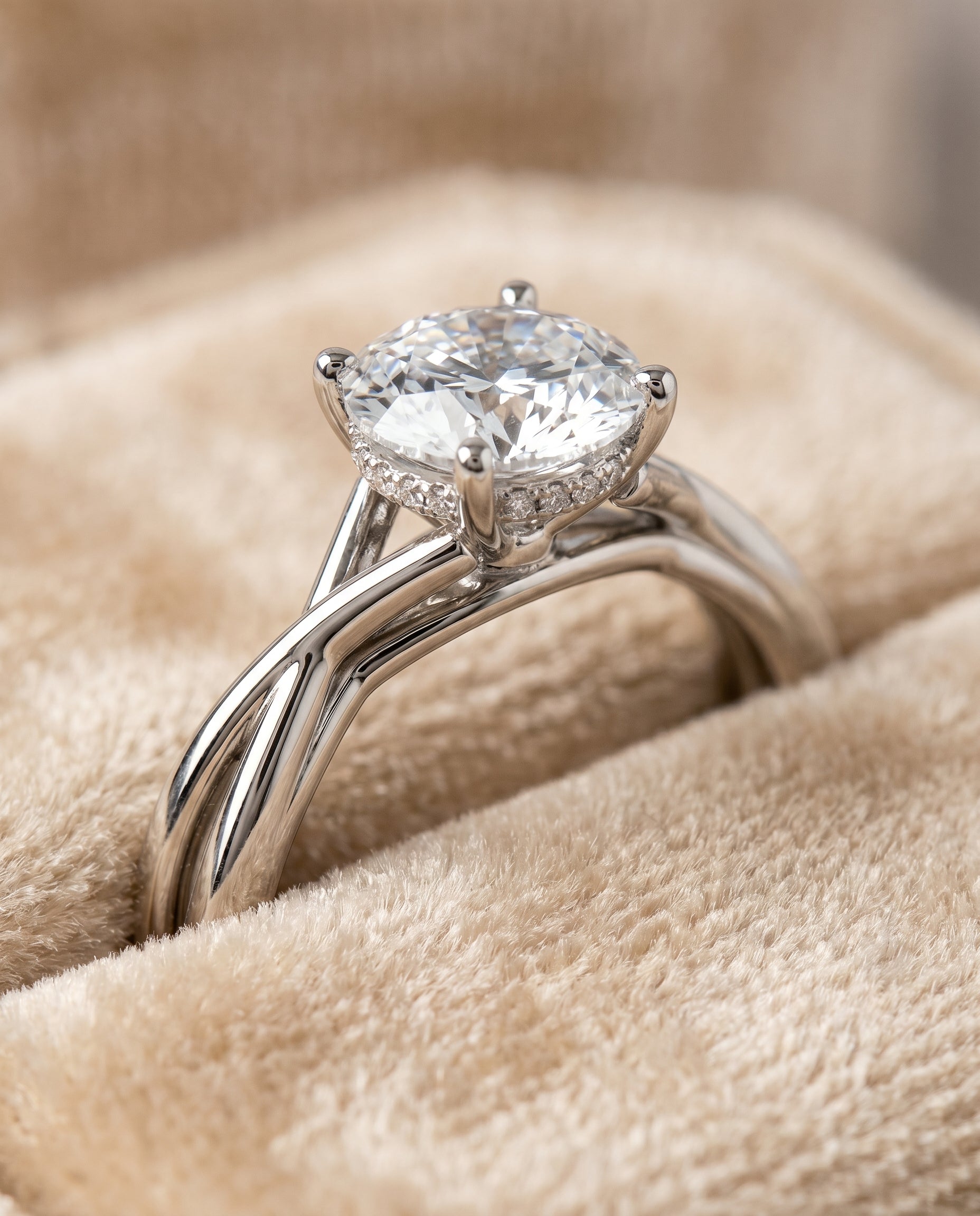 Platinum band of The Grace round engagement ring setting | RockHer