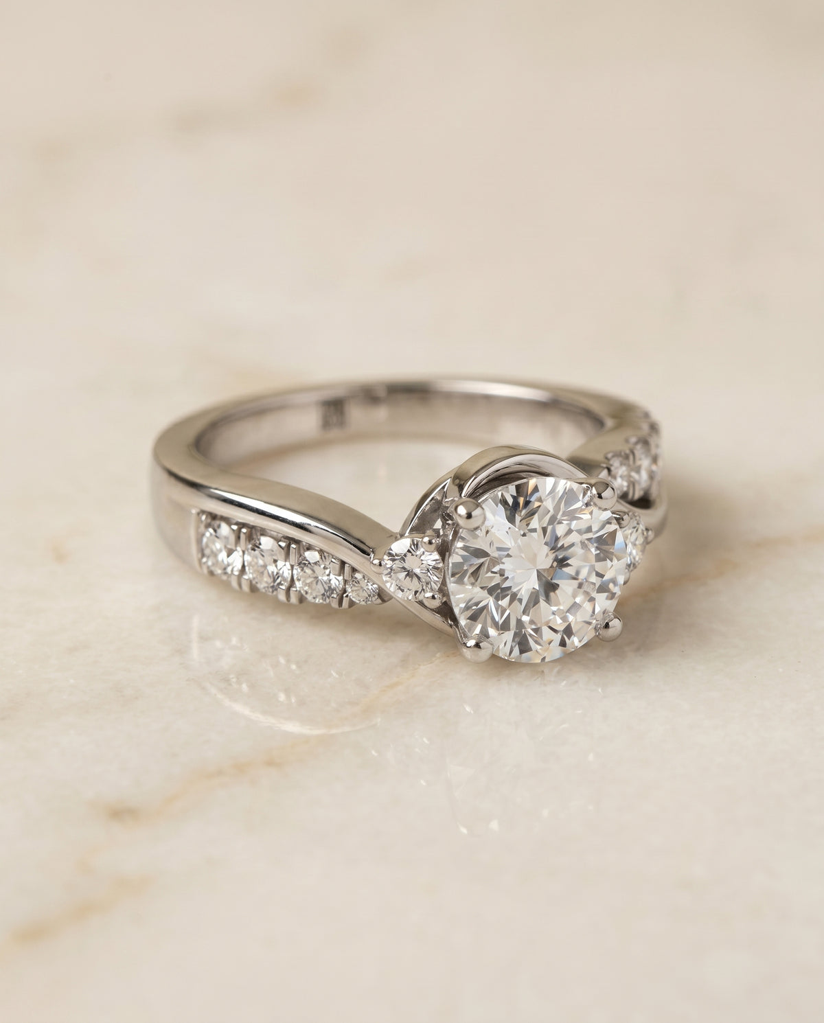 The Alice round engagement ring setting in 18K White Gold | RockHer