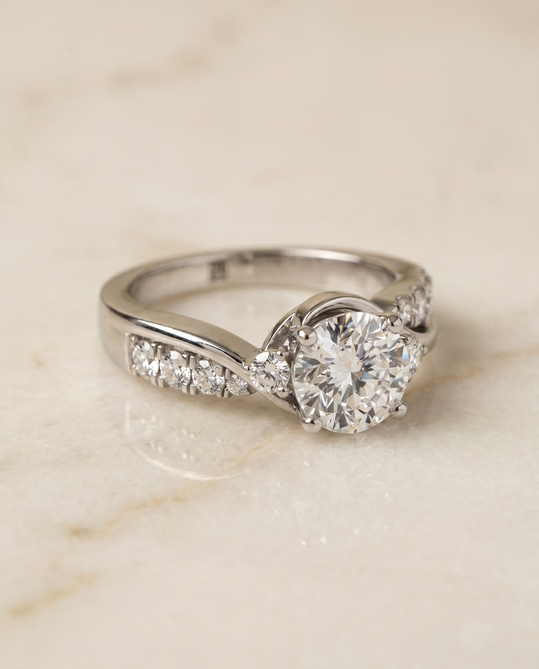 The Alice Select Twisted Three Stone Solitaire Engagement Ring with Lab Diamond in Platinum — view 1