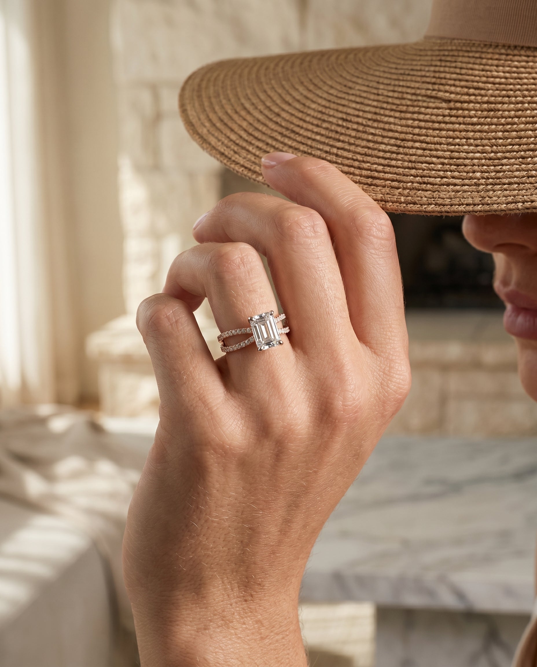 Made to order: The Carole emerald engagement ring setting in 14K Rose Gold | RockHer