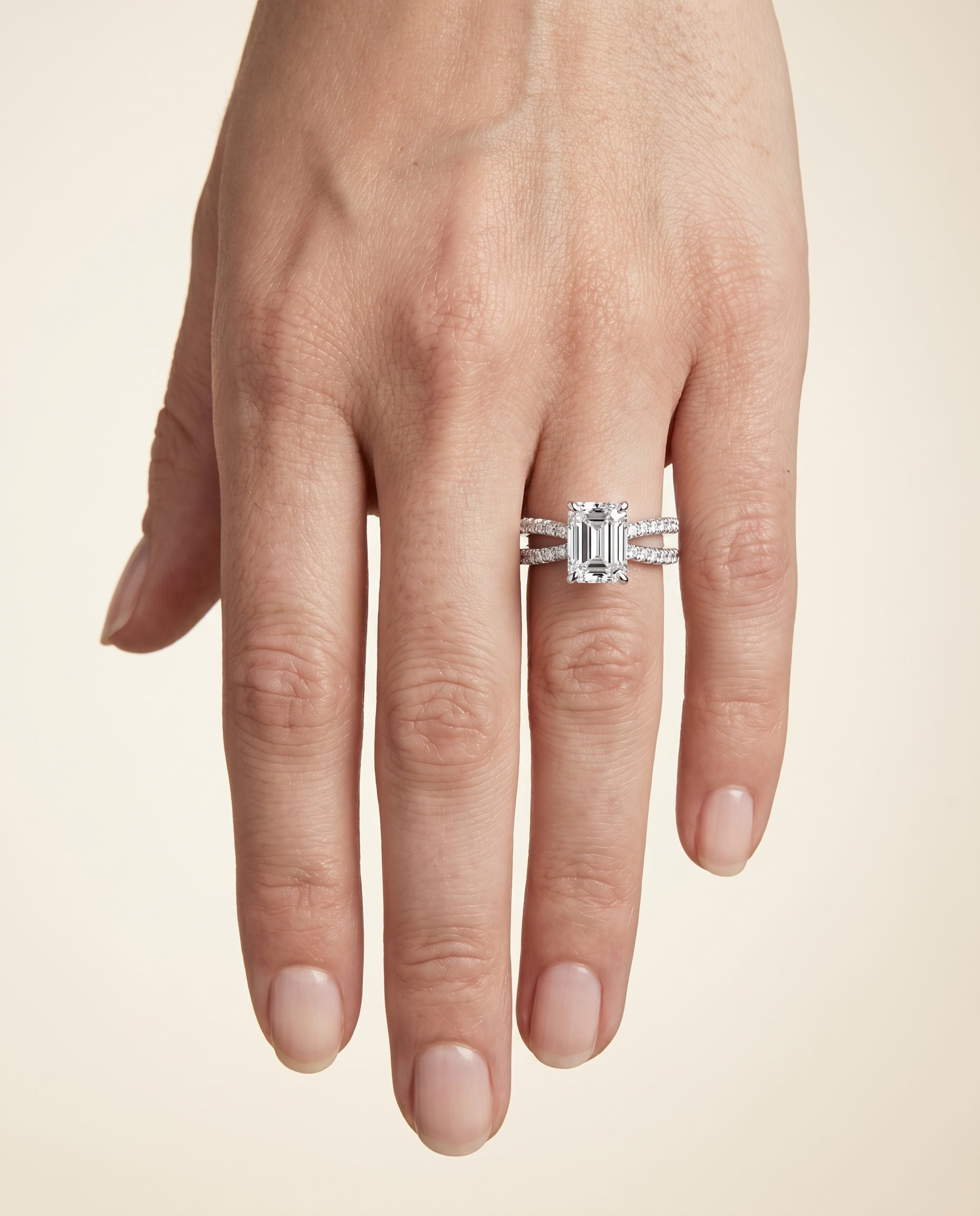 The Carole setting for emerald diamonds, made to order in 18K White Gold | RockHer