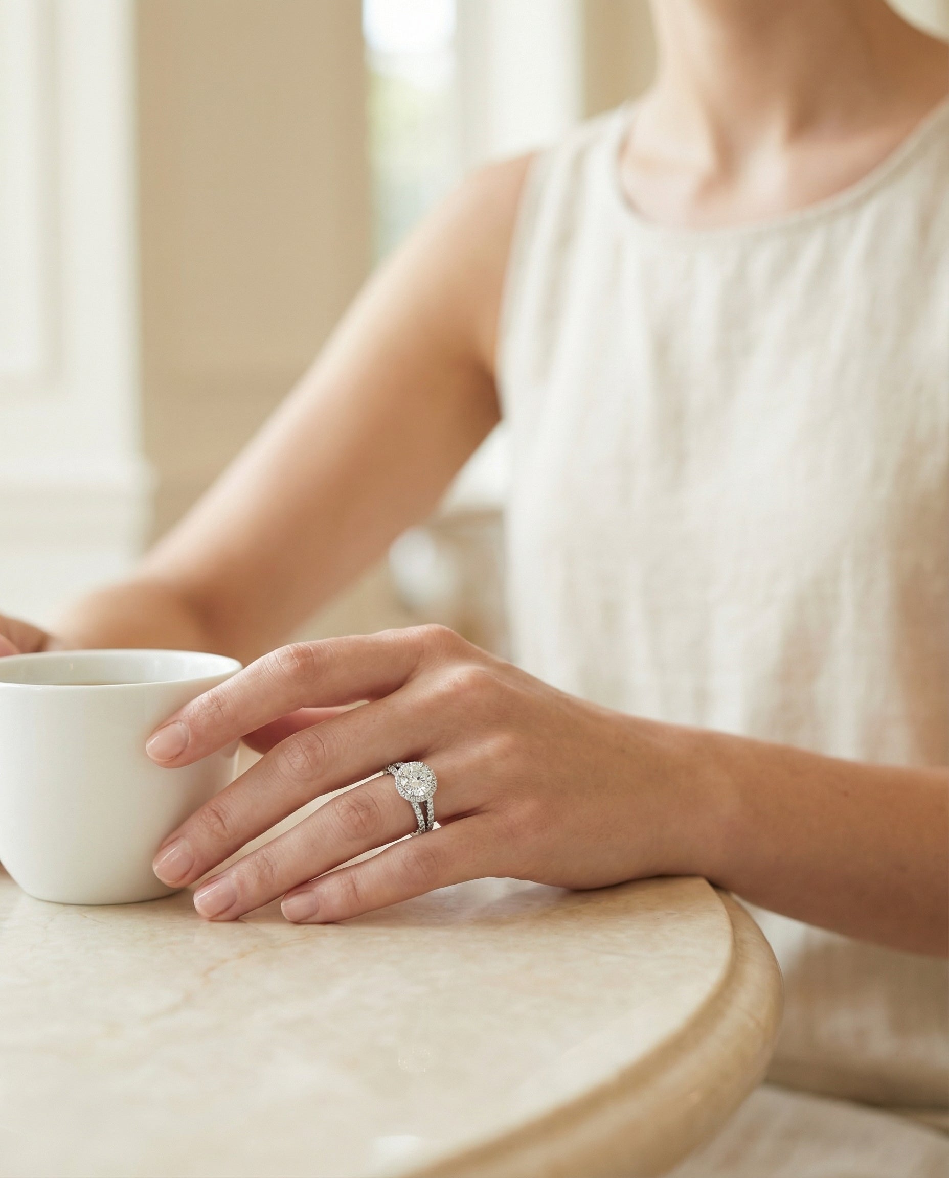 Made to order: The Celine round engagement ring setting in Platinum | RockHer