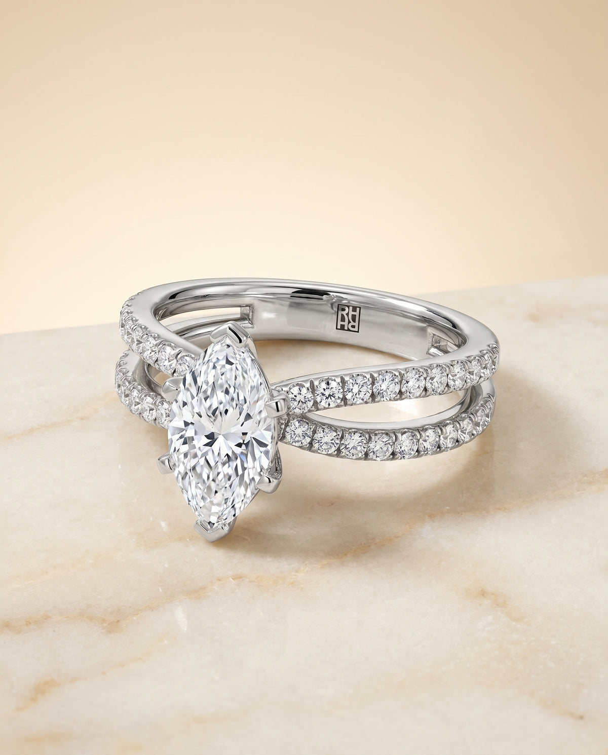 The Carole marquise engagement ring setting in Platinum | RockHer