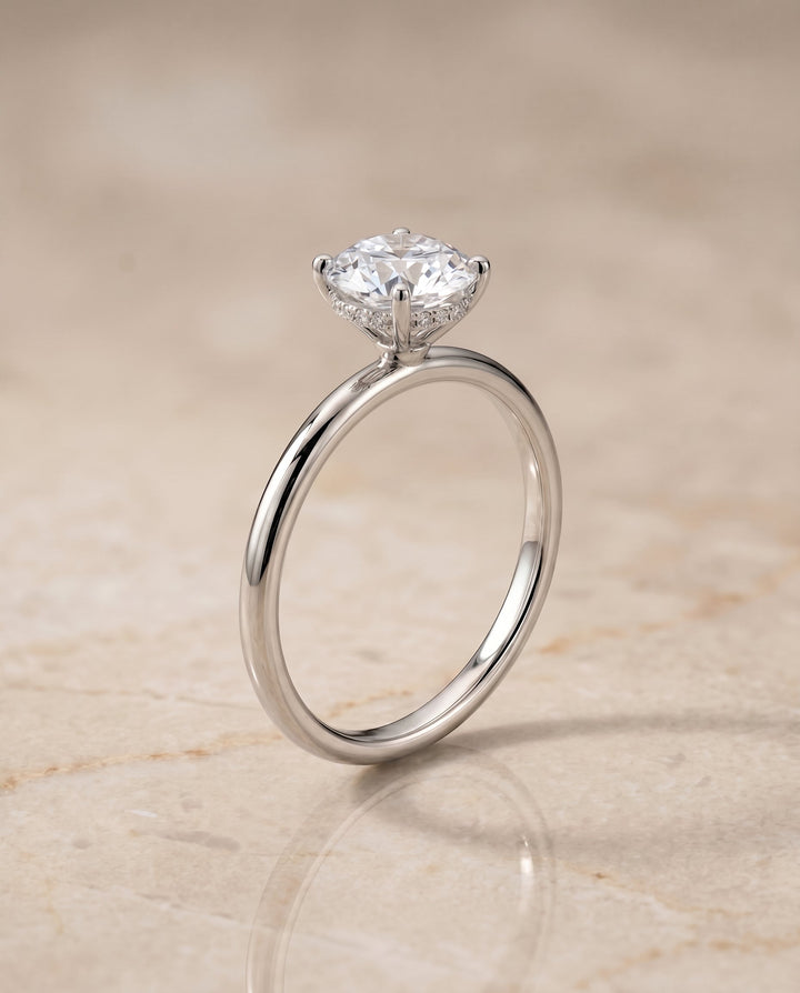Eartha Select Upper Hidden Halo Solitaire Emerald Cut in Platinum – view 6