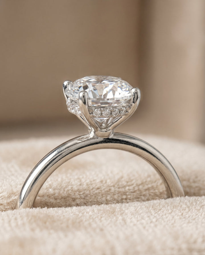 Eartha Select Upper Hidden Halo Solitaire Oval in Platinum – view 4