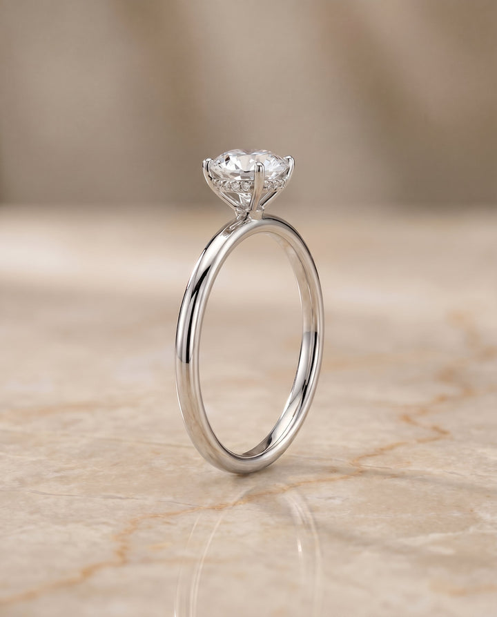 Eartha Select Upper Hidden Halo Solitaire Oval in 18K White Gold – view 2