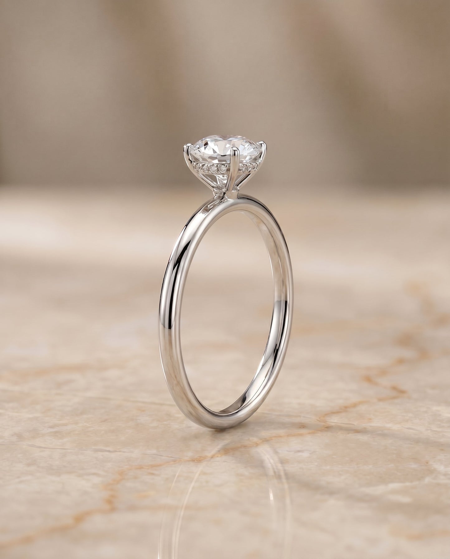 Eartha Select Upper Hidden Halo Solitaire Emerald Cut in Platinum – view 2