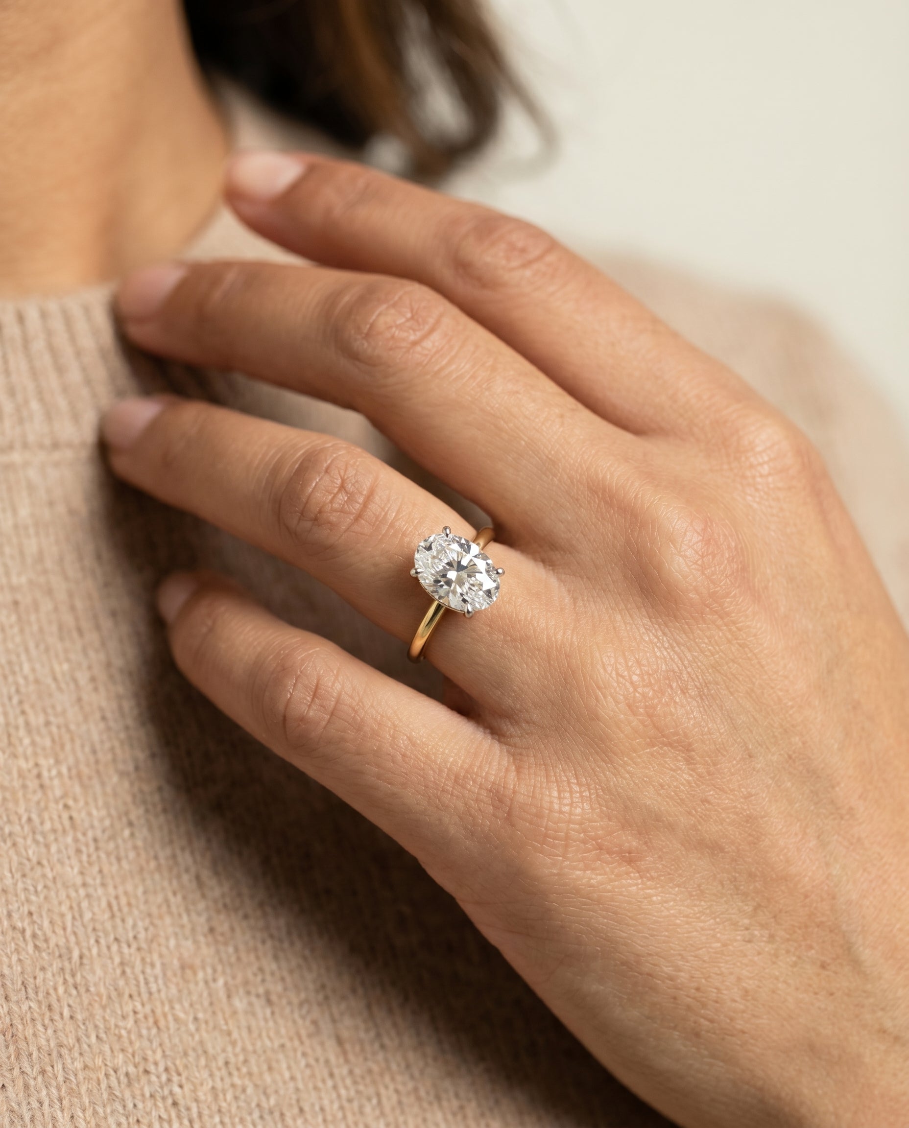 The Eartha engagement ring setting in 18K Yellow Gold, upper hidden halo solitaire design | RockHer
