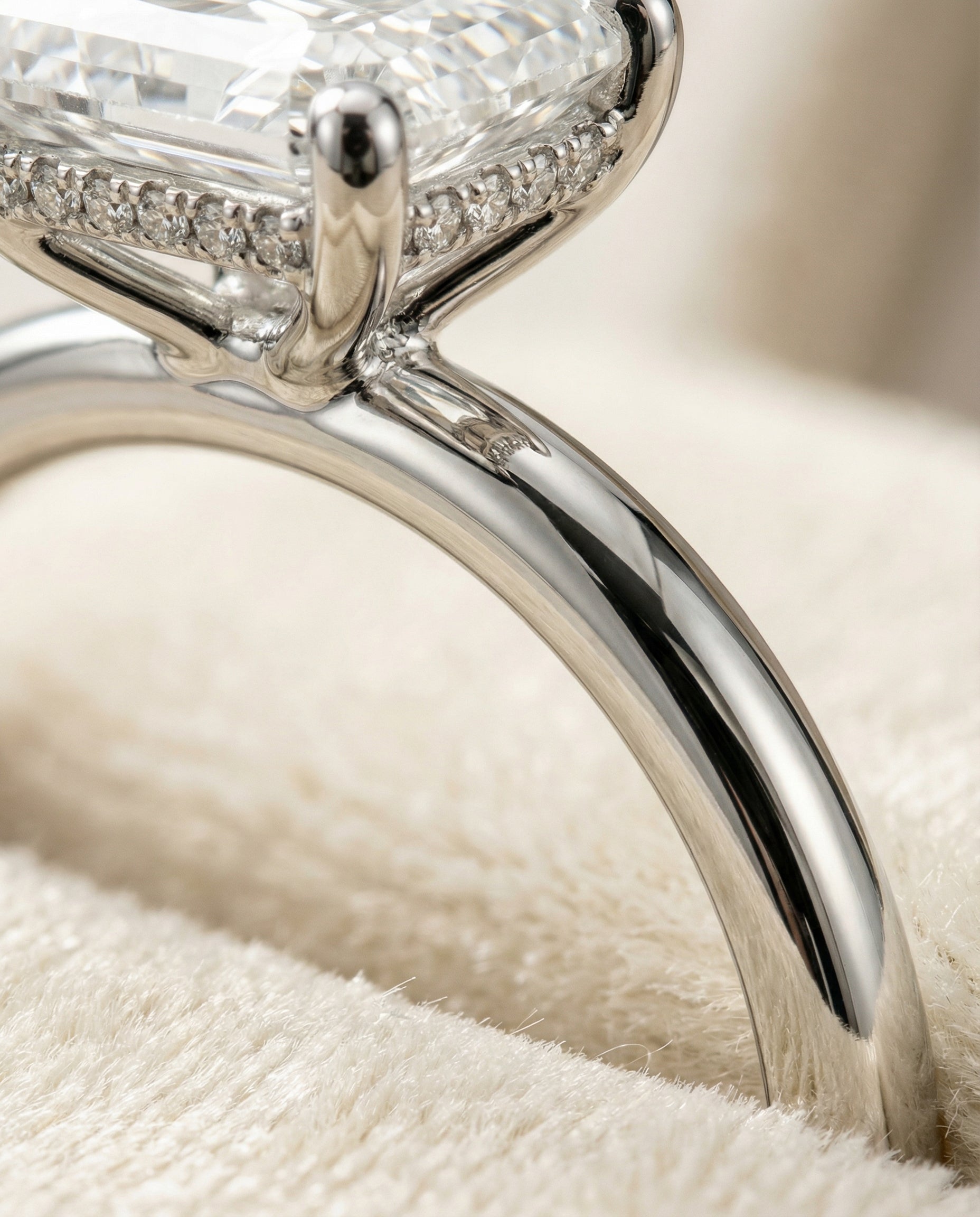 The Eartha setting for radiant diamonds, made to order in 18K White Gold | RockHer