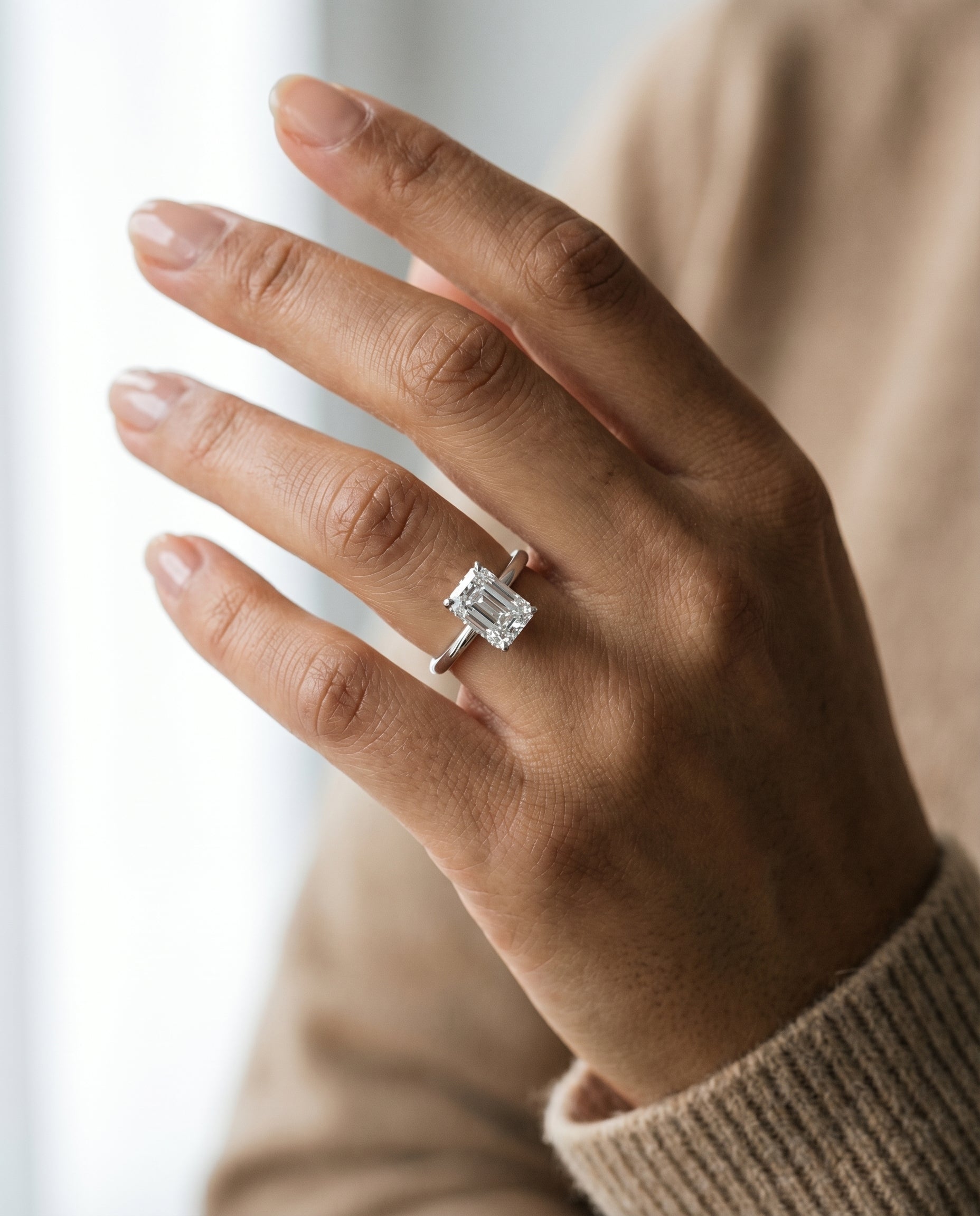 18K White Gold band of The Eartha radiant engagement ring setting | RockHer