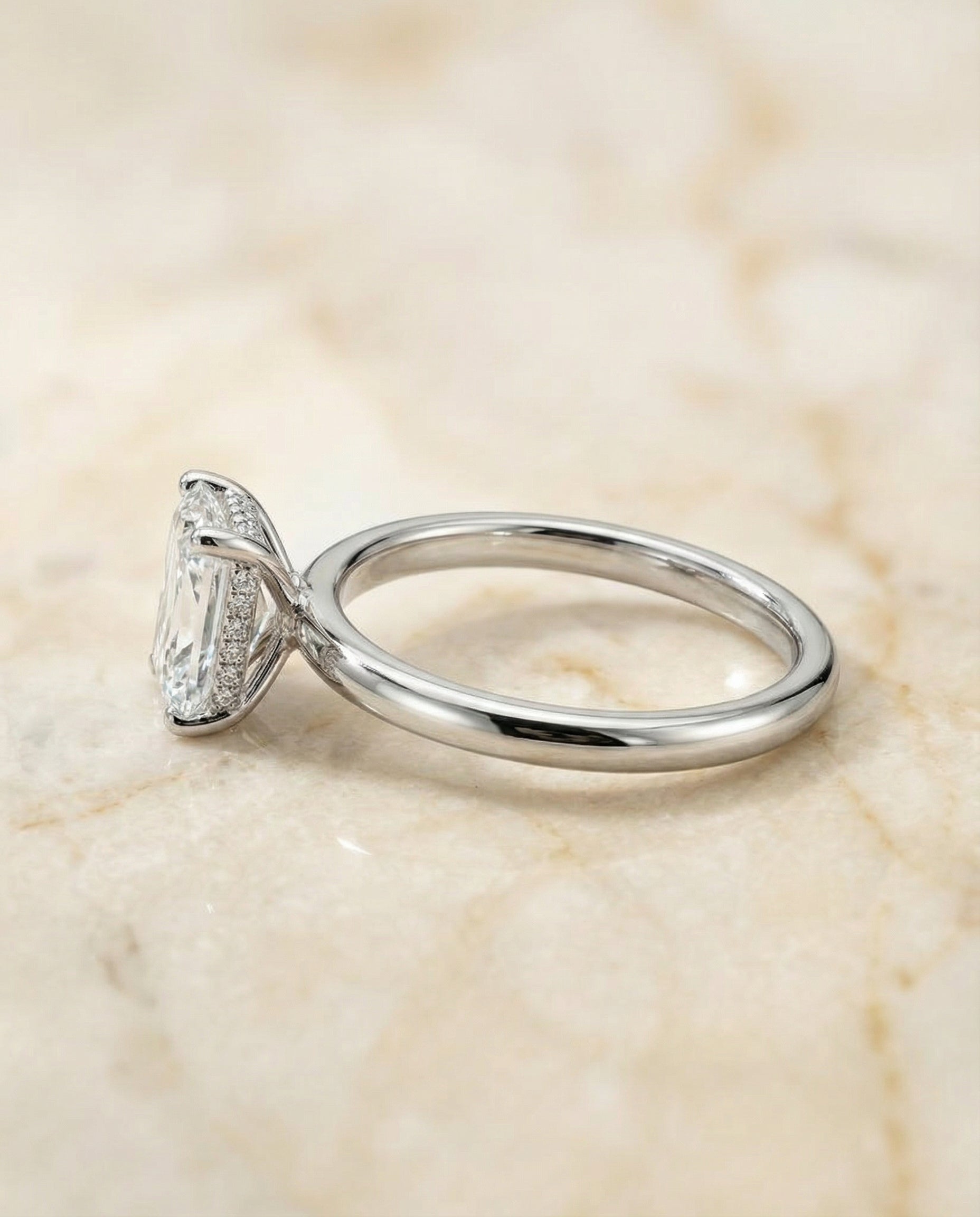 Made to order: The Eartha radiant engagement ring setting in 18K White Gold | RockHer
