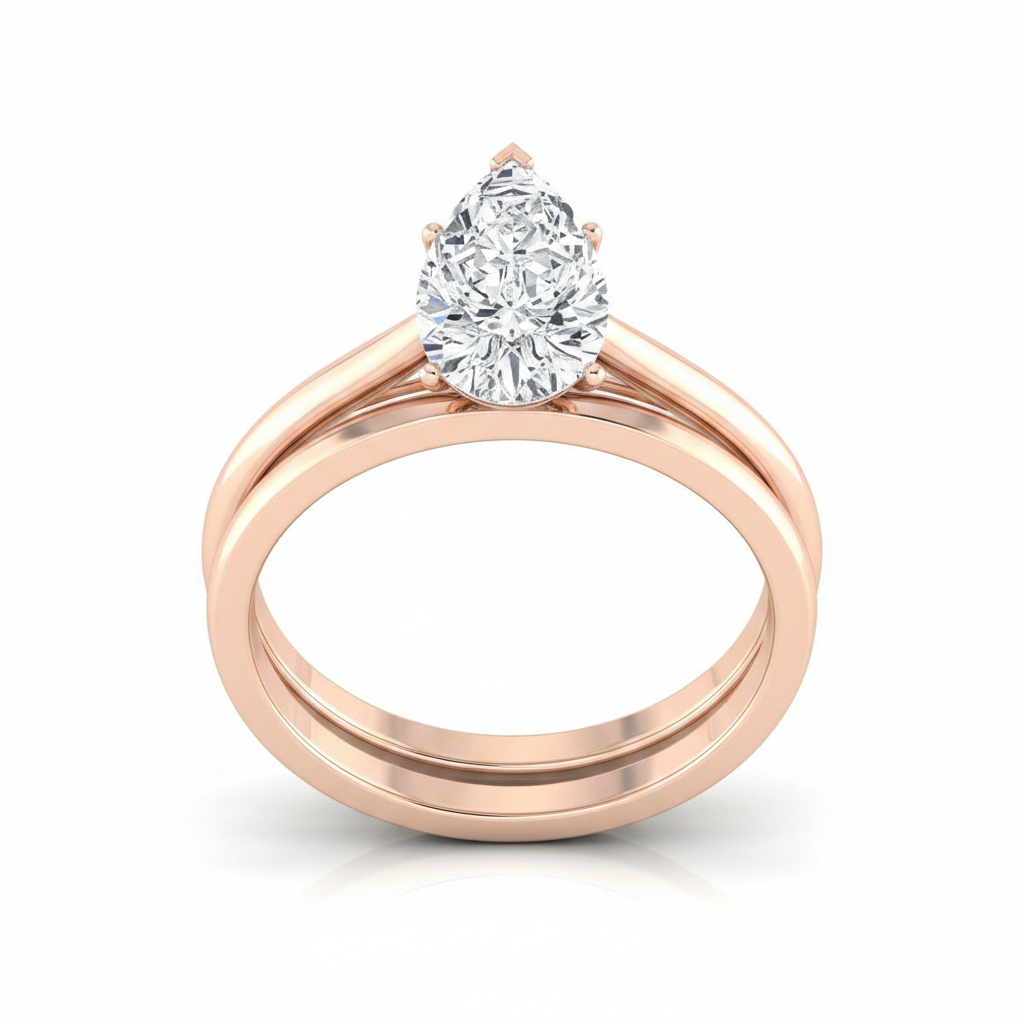 The Valerie Matching Wedding Band, Pear in 14K Rose Gold