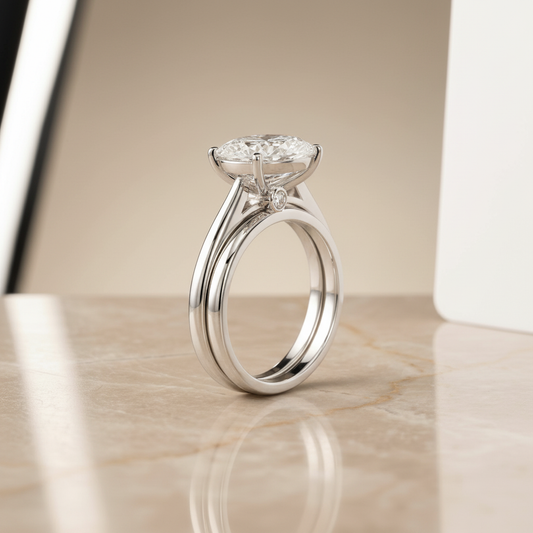 The Valerie Matching Wedding Band, Pear in 18K White Gold