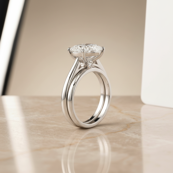 The Valerie Matching Wedding Band, Pear in 18K White Gold | RockHer