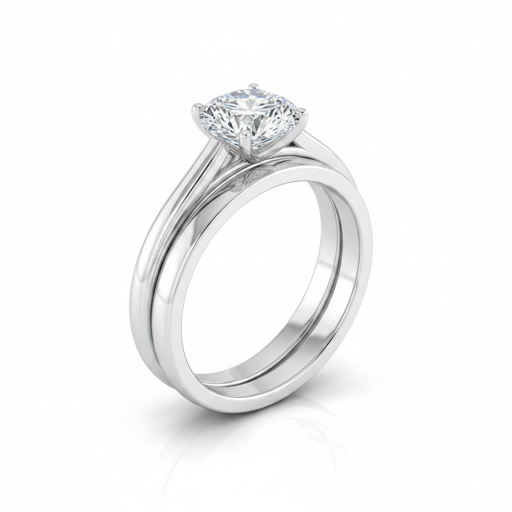 The Valerie Matching Wedding Band, Round in 18K White Gold
