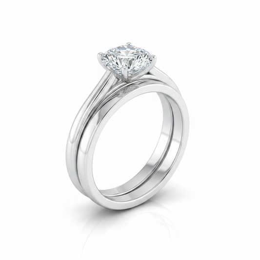 The Valerie Matching Wedding Band, Round in 18K White Gold