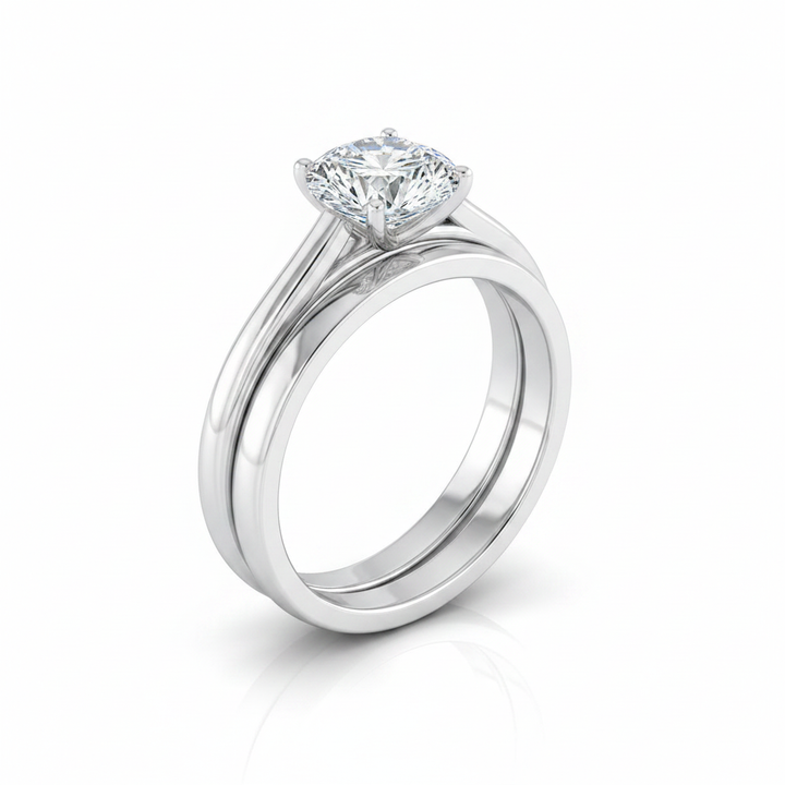 The Valerie Matching Wedding Band, Round in 18K White Gold | RockHer