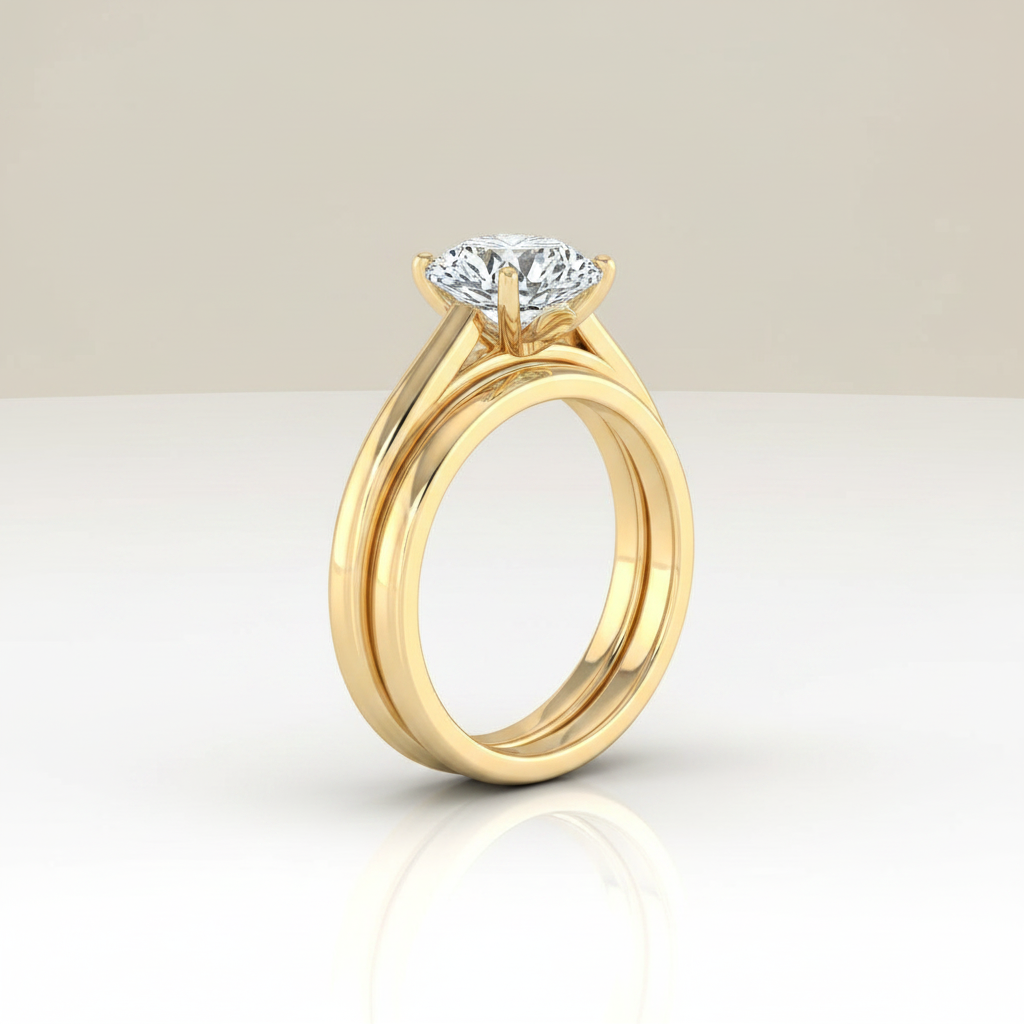 The Valerie Matching Wedding Band, Round in 18K Yellow Gold
