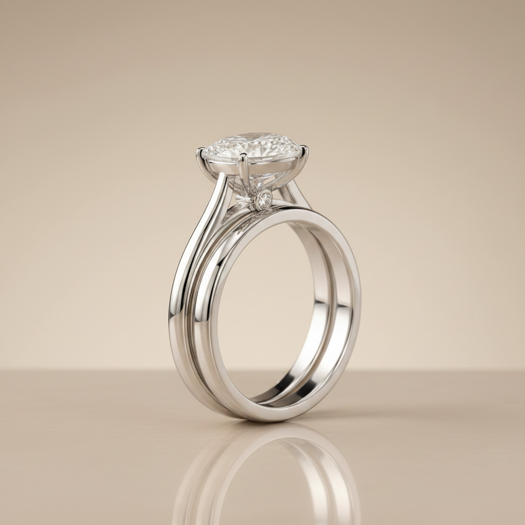 The Valerie Matching Wedding Band, Pear in Platinum