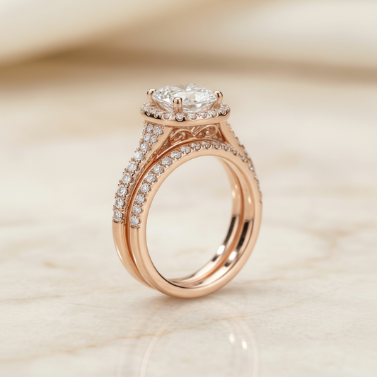The Vega Matching Wedding Band, Cushion in 14K Rose Gold