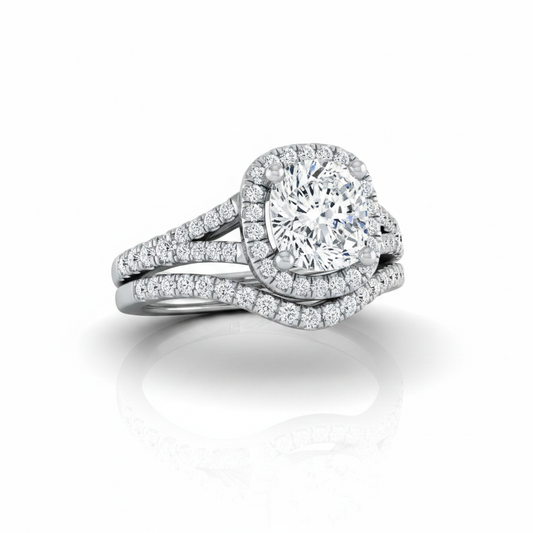 The Vega Matching Wedding Band, Cushion in 18K White Gold