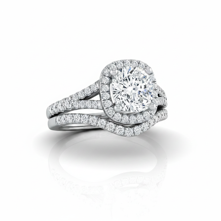 The Vega Matching Wedding Band, Cushion in 18K White Gold
