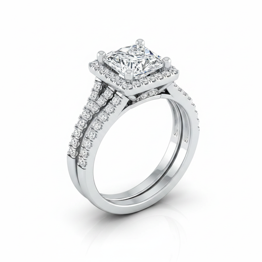 The Vega Matching Wedding Band, Princess in 18K White Gold