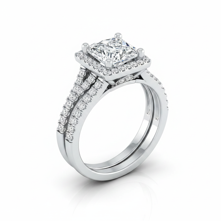 The Vega Matching Wedding Band, Princess in 18K White Gold | RockHer